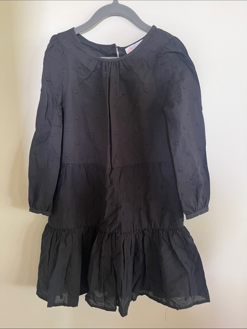 Gianni Bini Black Long-Sleeve Tiered Dot Dress for Girls